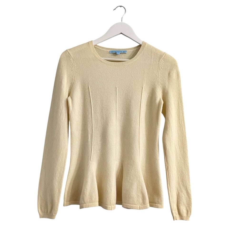ANTONIO MELANI Peplum Cashmere Sweater SIZE S clean girl quiet luxury